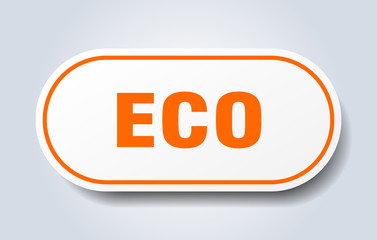 eco sign. eco rounded orange sticker. eco