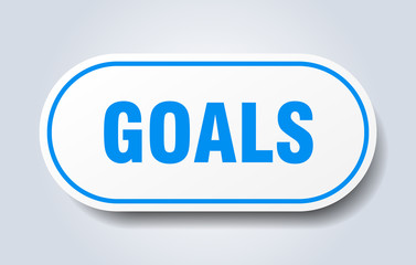 goals sign. goals rounded blue sticker. goals