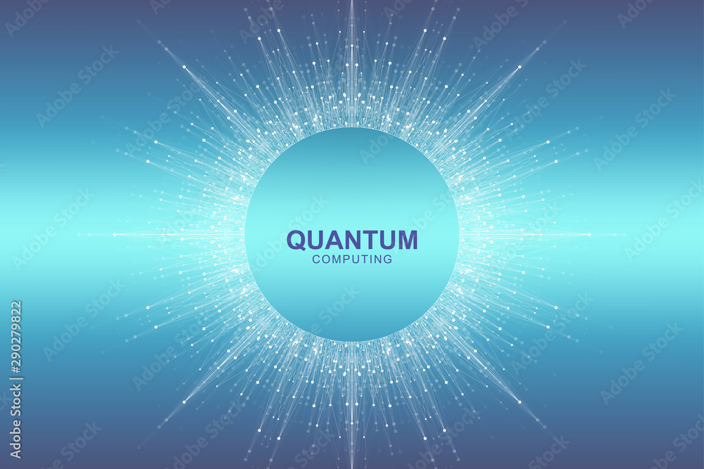 Leinwandbilder Circular quantum computer technology concept. Sphere explosion background. Deep learning artificial intelligence. Big data algorithms visualization. Waves flow. Quantum explosion, vector illustration