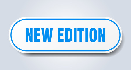 new edition sign. new edition rounded blue sticker. new edition