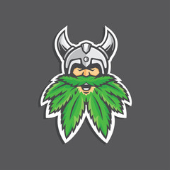 viking canabis/marijuana logo vector premium