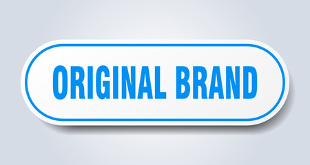 original brand sign. original brand rounded blue sticker. original brand