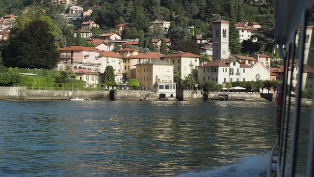 Navigating towards Torno city on Lake Como