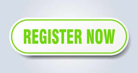 register now sign. register now rounded green sticker. register now