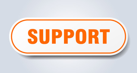 support sign. support rounded orange sticker. support