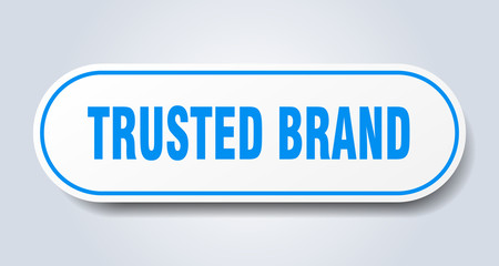 trusted brand sign. trusted brand rounded blue sticker. trusted brand