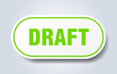 draft sign. draft rounded green sticker. draft