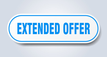 extended offer sign. extended offer rounded blue sticker. extended offer