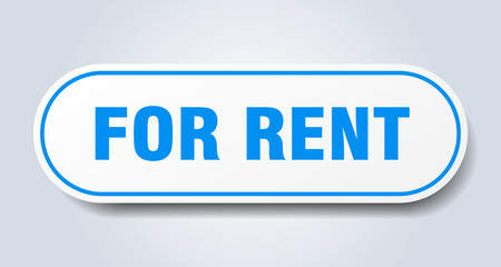 for rent sign. for rent rounded blue sticker. for rent