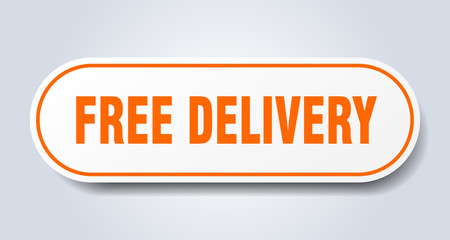 free delivery sign. free delivery rounded orange sticker. free delivery