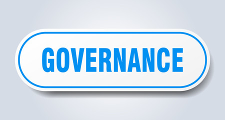 governance sign. governance rounded blue sticker. governance
