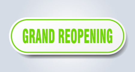 grand reopening sign. grand reopening rounded green sticker. grand reopening