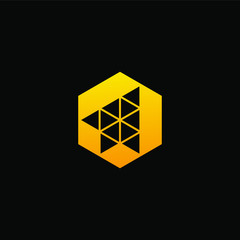UP Rocket logo, Arrow up concept. Hexagon Rocket Logo Template Design. Spaceship startup abstract business logo idea. Corporate identity logotype, company graphic design template - vector