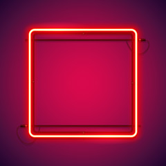Square red neon frame makes it quick and easy to customize your projects in retro style.