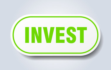 invest sign. invest rounded green sticker. invest