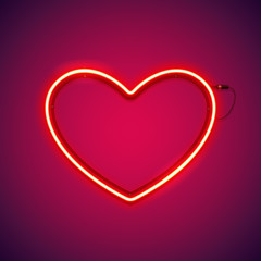 Red romantic neon heart makes it quick and easy to customize your projects in retro-futuristic style.