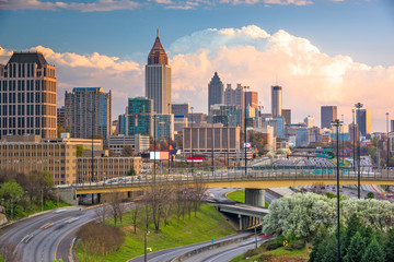 Atlanta, Georgia, USA downtown city skyline over highways