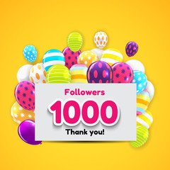 1000 Followers, Thank you Background for Social Network friends. Vector Illustration