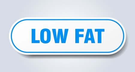 low fat sign. low fat rounded blue sticker. low fat