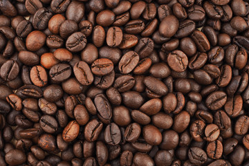Roasted coffee beans texture used as a background