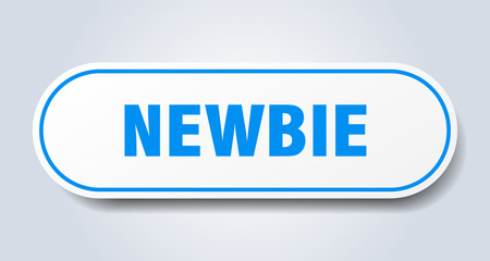newbie sign. newbie rounded blue sticker. newbie