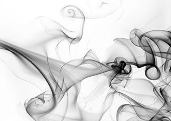 Movement of black smoke abstract on white background