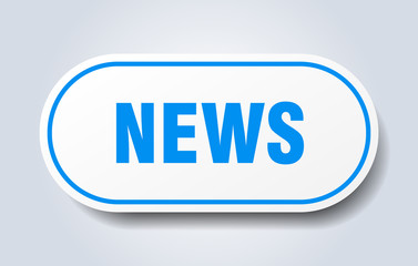news sign. news rounded blue sticker. news