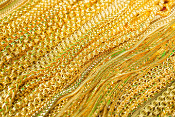 beautiful gold necklace texture background, Group of many design