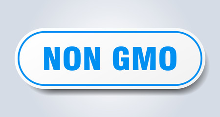 non gmo sign. non gmo rounded blue sticker. non gmo