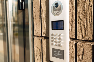 intercom on the street door of new house