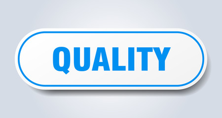 quality sign. quality rounded blue sticker. quality