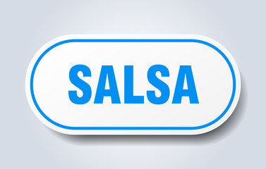 salsa sign. salsa rounded blue sticker. salsa