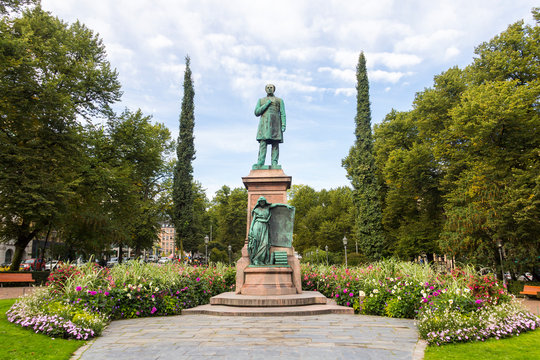 Statue of Runeberg on Esplanadi in Helsinki, Finland