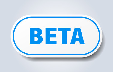beta sign. beta rounded blue sticker. beta