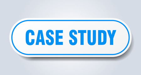 case study sign. case study rounded blue sticker. case study