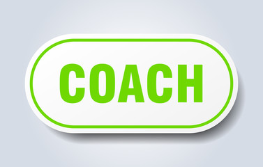 coach sign. coach rounded green sticker. coach