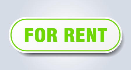 for rent sign. for rent rounded green sticker. for rent