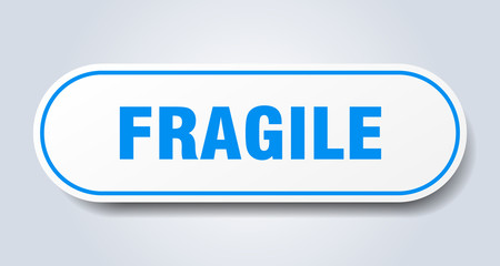 fragile sign. fragile rounded blue sticker. fragile