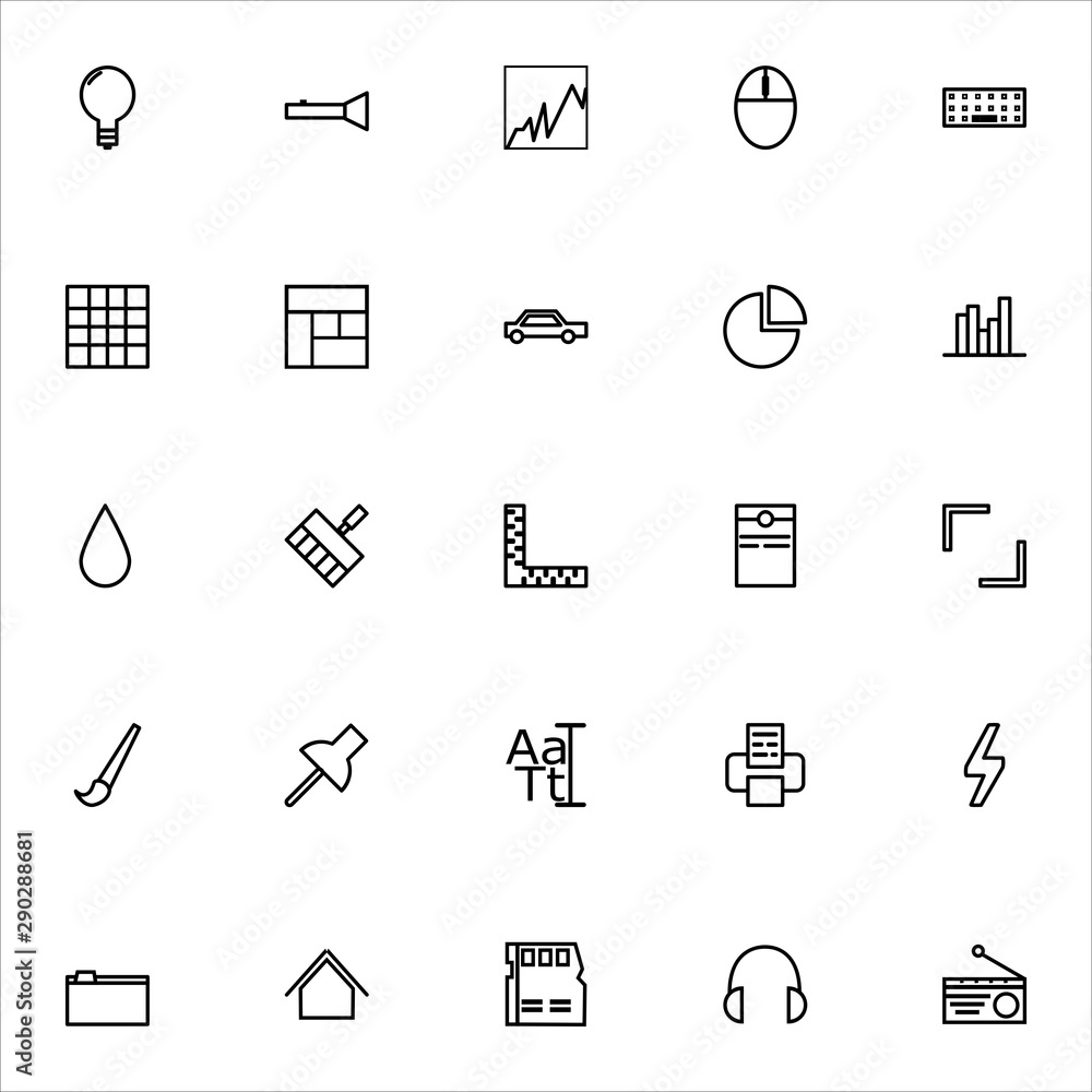 Poster user interface icon set design line style vol 3