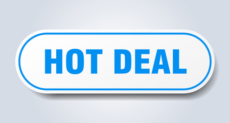 hot deal sign. hot deal rounded blue sticker. hot deal