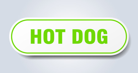 hot dog sign. hot dog rounded green sticker. hot dog