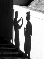 Shadows of people walking on the stairs 4