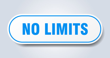 no limits sign. no limits rounded blue sticker. no limits