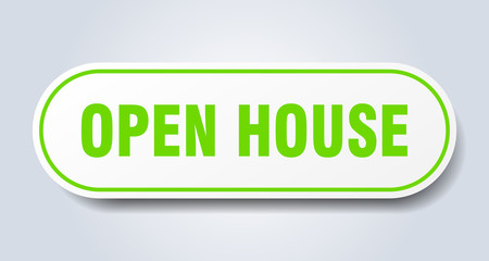 open house sign. open house rounded green sticker. open house
