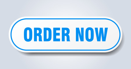 order now sign. order now rounded blue sticker. order now