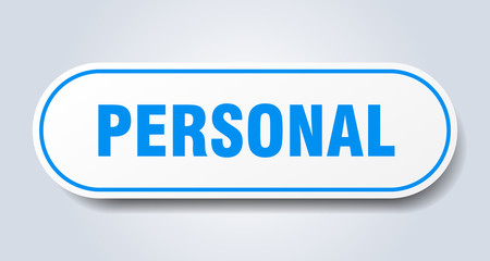personal sign. personal rounded blue sticker. personal