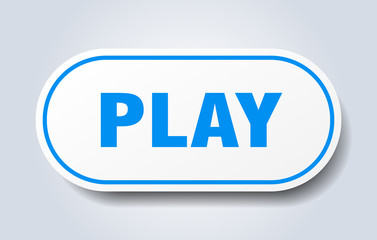play sign. play rounded blue sticker. play