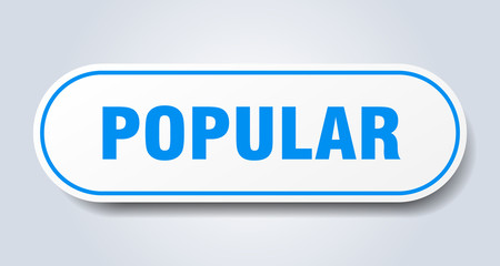 popular sign. popular rounded blue sticker. popular