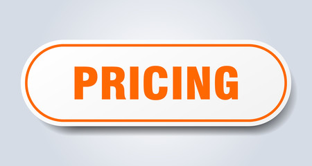 pricing sign. pricing rounded orange sticker. pricing