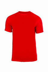 Red t-shirt, clothes on isolated white background